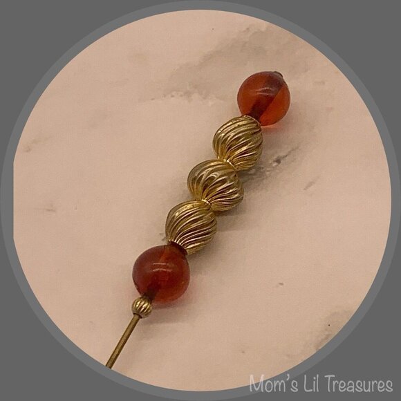 Red Orange And Gold Textured - 8” • Hatpin - Stick Pin • 4/2 - Picture 4 of 11
